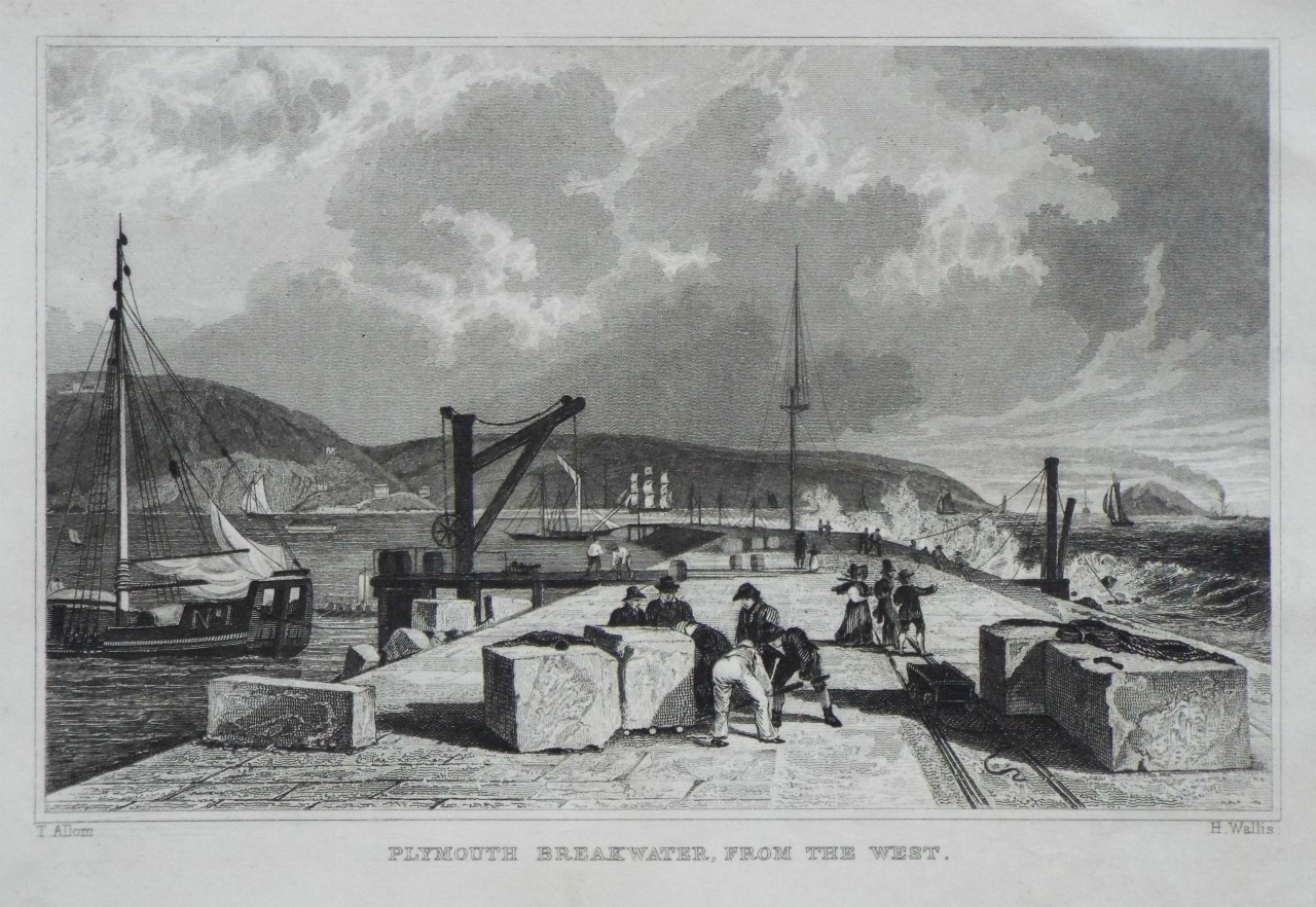 Print - Plymouth Breakwater, from the West. - Wallis