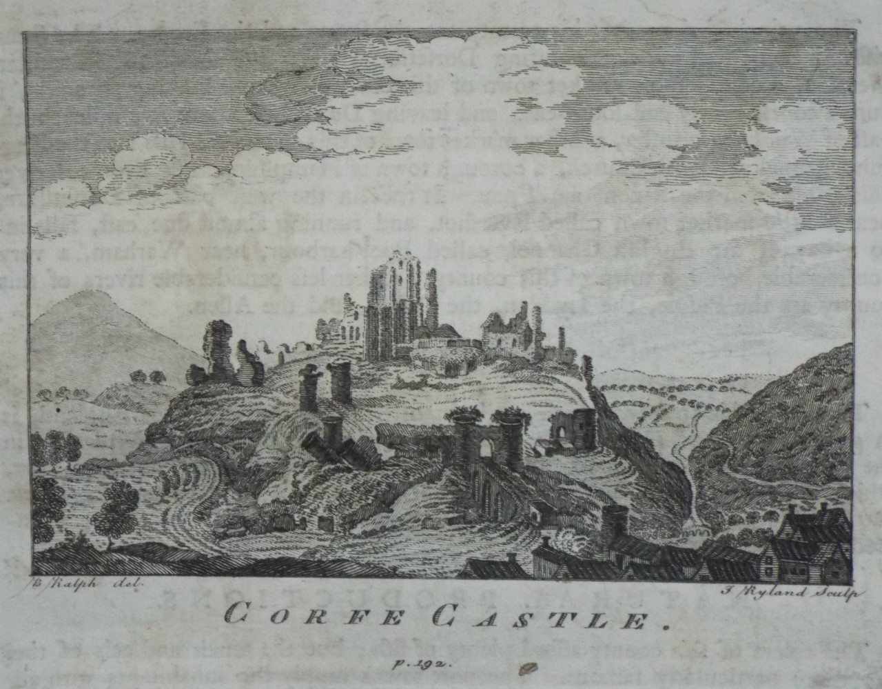 Print - Corfe Castle p.190. - Ryland