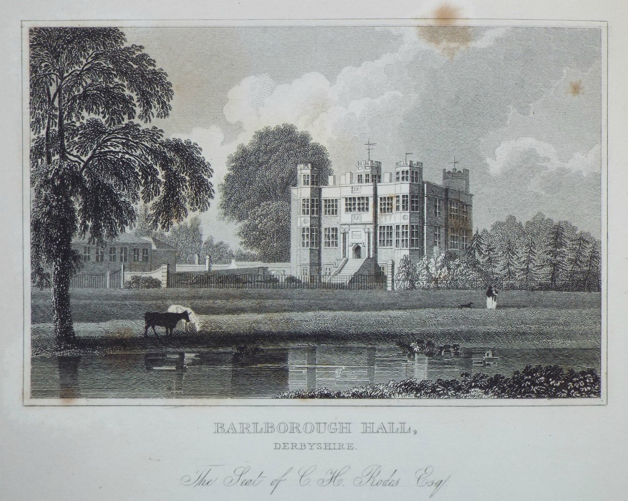 Print - Barlborough Hall, Derbyshire. The Seat of C. H. Rhdes Esq. - Berrenger