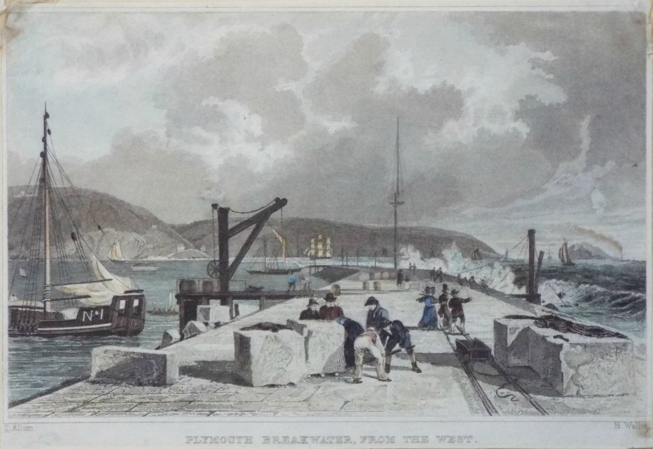 Print - Plymouth Breakwater from the West. - Wallis