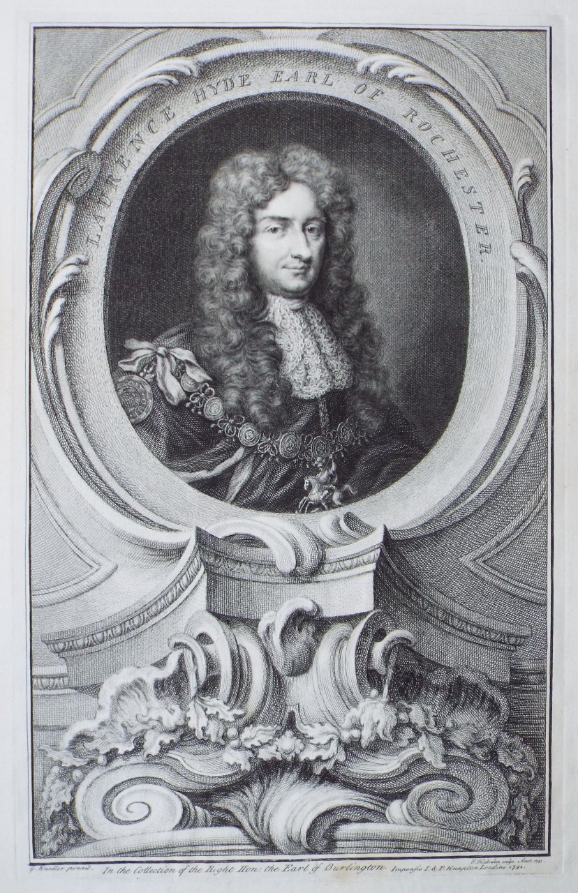 Print - Laurence Hyde Earl of Rochester. - Houbraken