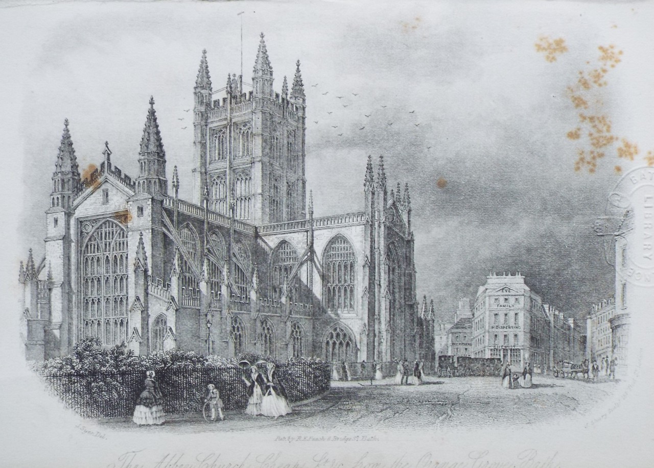 Steel Vignette - The Abbey Church, Cheap St &c, from the Orange Grove, Bath - Shury