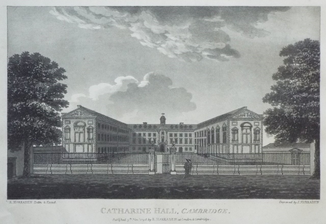 Aquatint - Catherine Hall, Cambridge. - Harraden