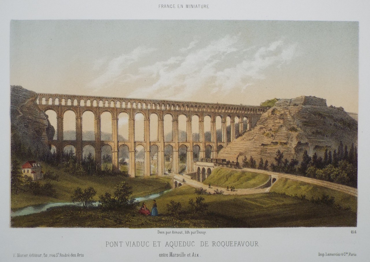 Lithograph - Pont Viaduc et Aquecuc de Roquefavour entre Marseille et Aix. - 