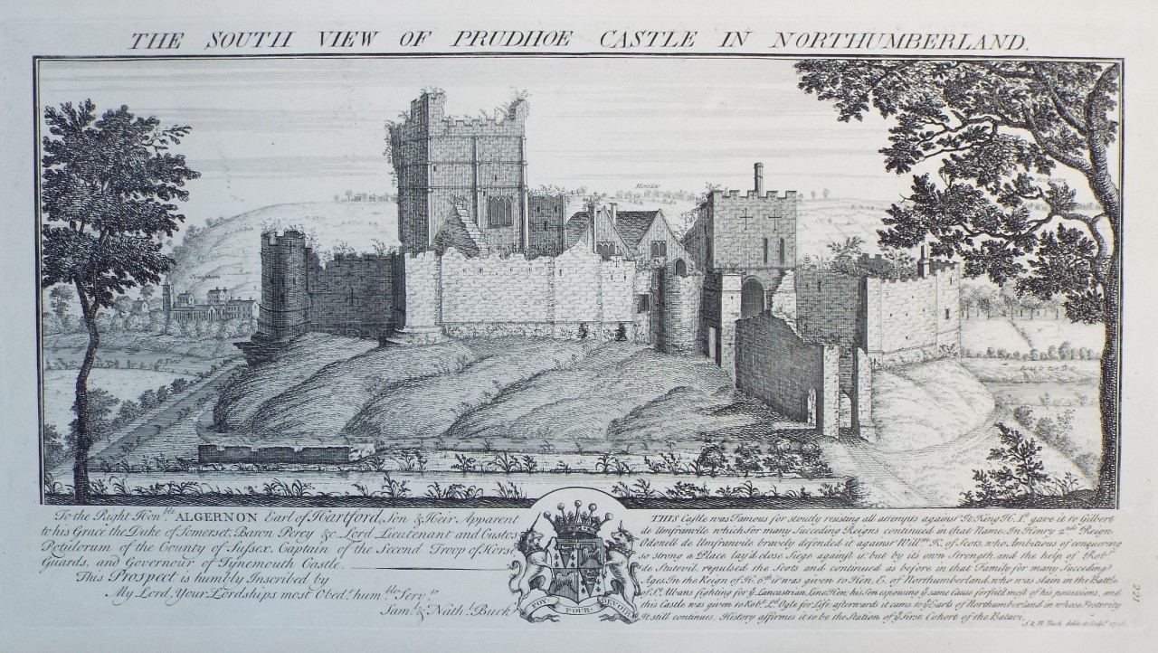 Print - The South View of Prudhoe Castle in Northumberland - Buck