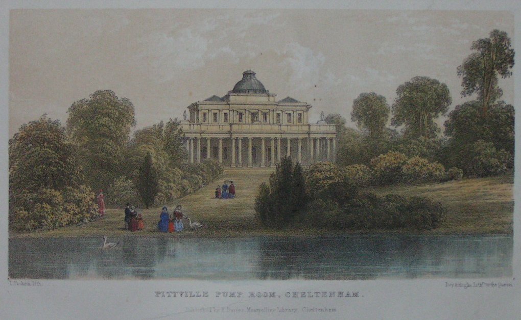 Lithograph - Pittville Pump Room, Cheltenham - Picken