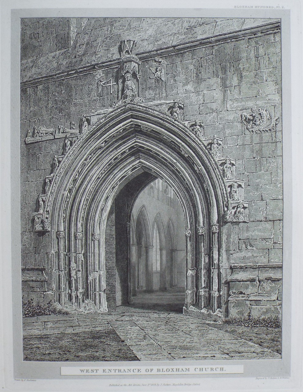 Print - West Entrance of Bloxham Church. - Skelton