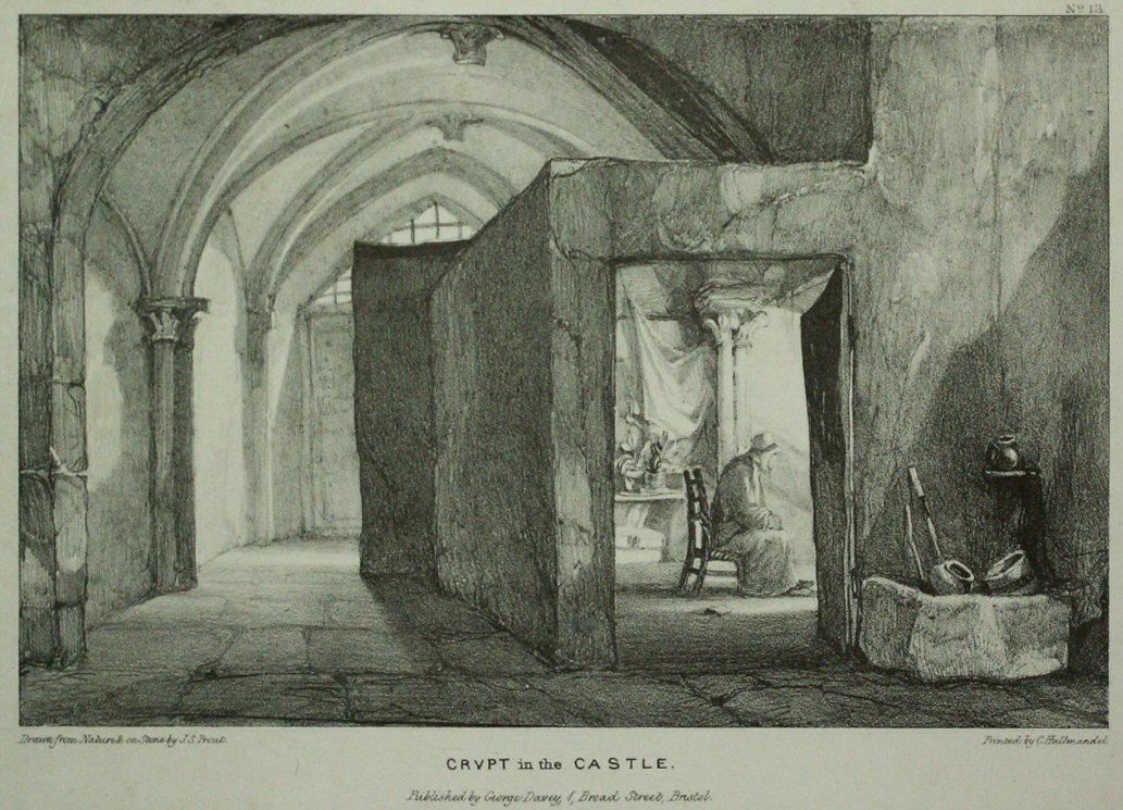 Lithograph - Crypt of the Castle. - Prout