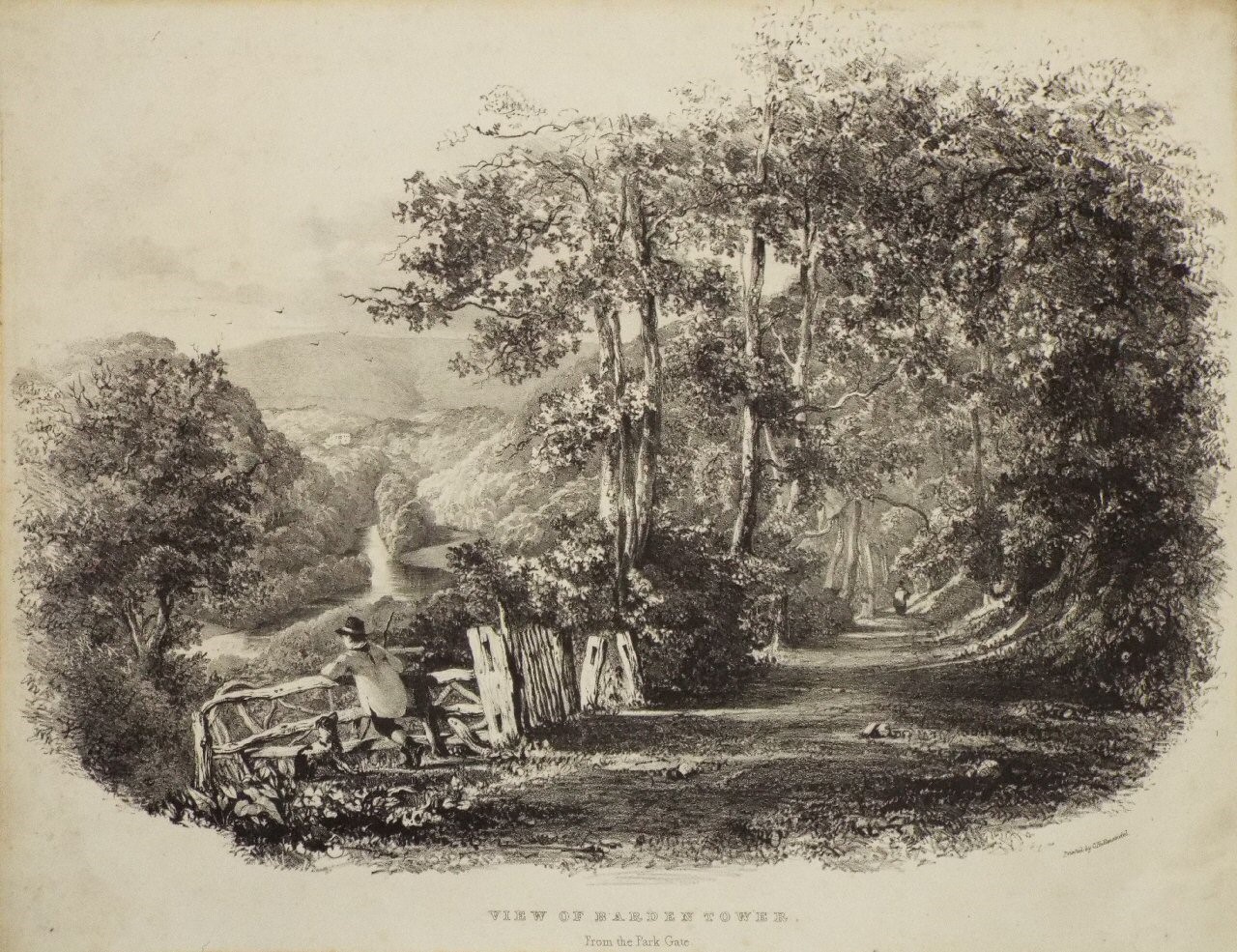 Lithograph - View of Barden Tower. From the Park Gate. - Davis