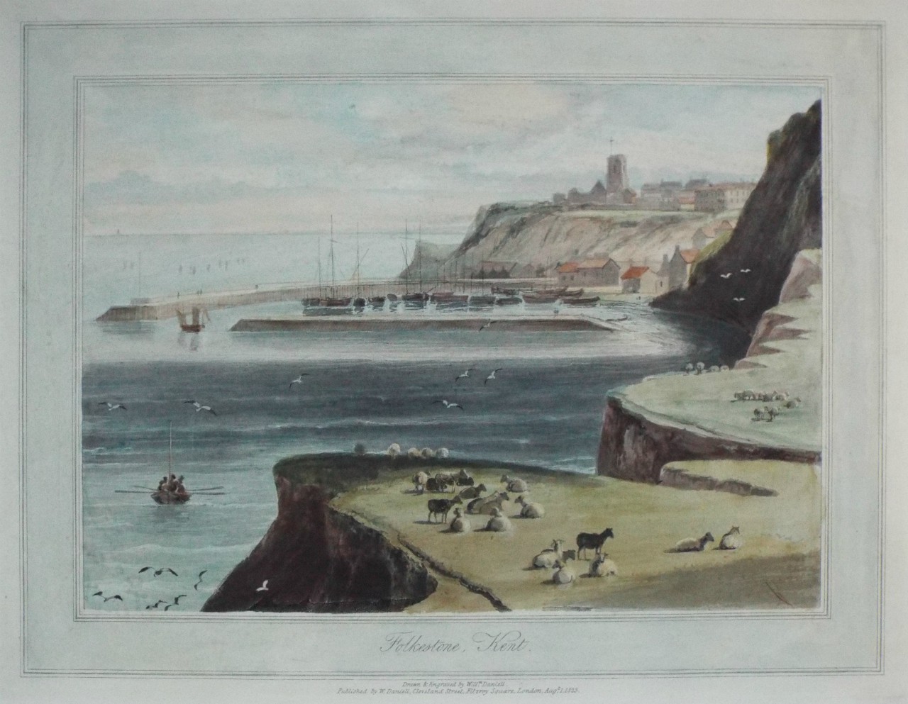 Aquatint - Folkestone, Kent. - Daniell