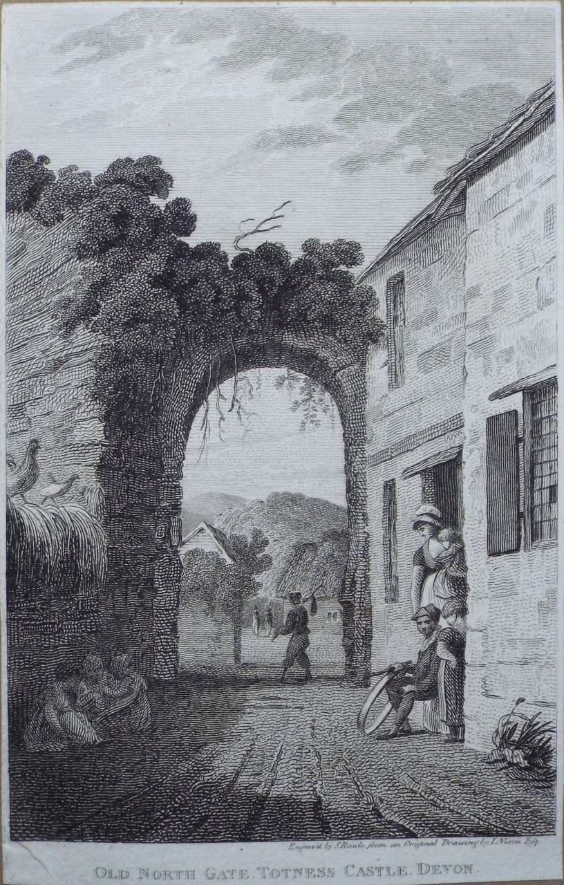 Print - Old Nort Gate, Totness Castle, Devon. - Rawle