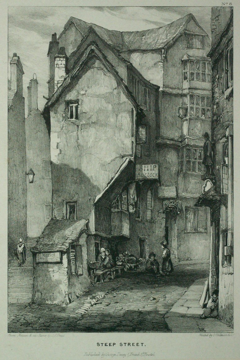 Lithograph - Steep Street. - Prout