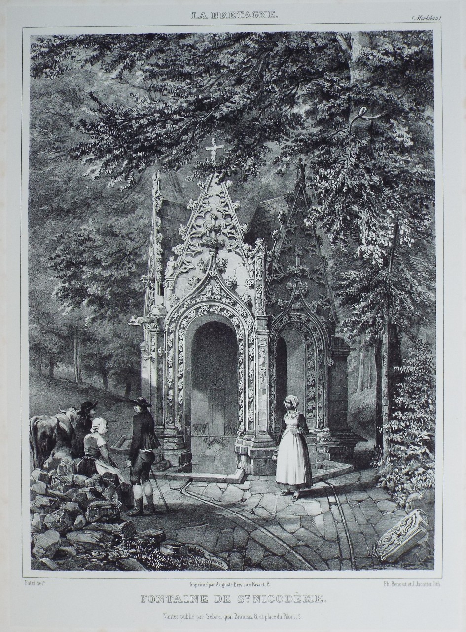 Lithograph - Fontaine de St. Nicodeme.