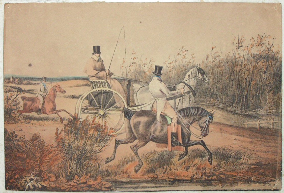 Lithograph - (Scene with horse-drawn carriage)