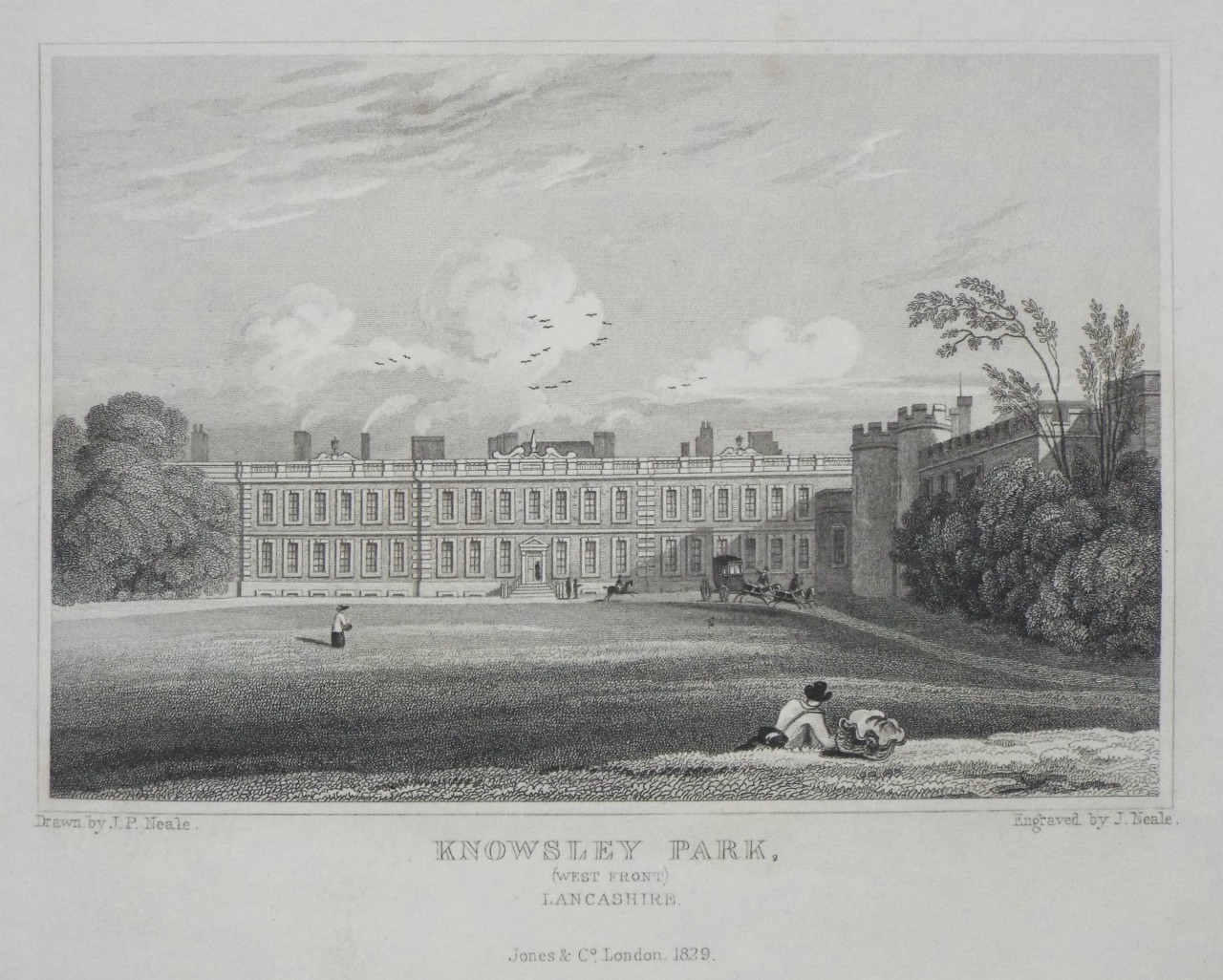 Print - Knowsley Park, (West Front) Lancashire - Neale