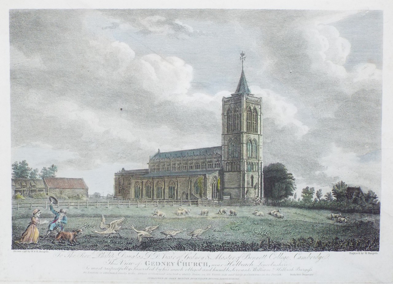 Print - View of Gedney Church, near Holbeach, Lincolnshire - Burgess