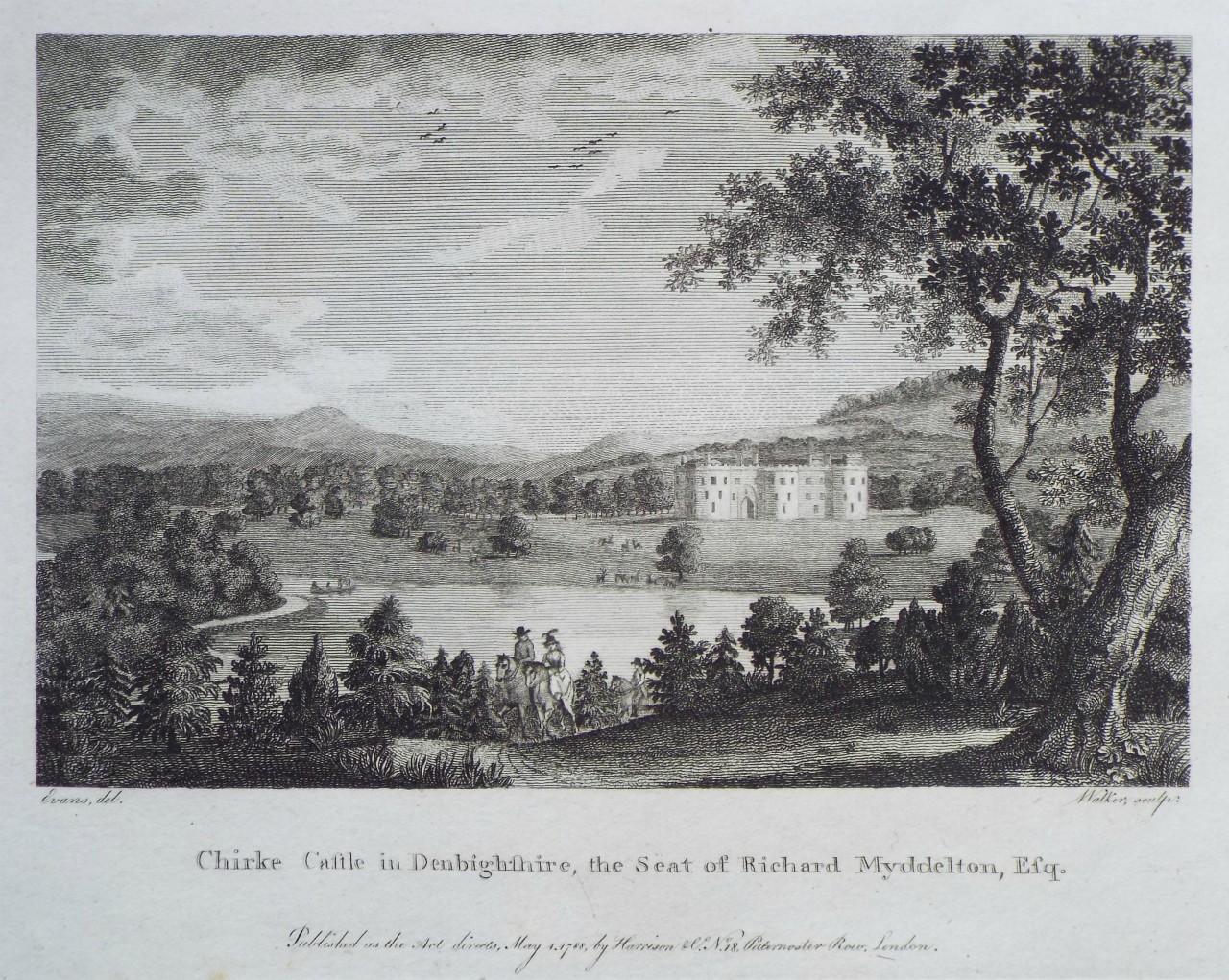 Print - Chirke Castle, in Denbighshire, the Seat of Richard Myddelton, Esq. - 