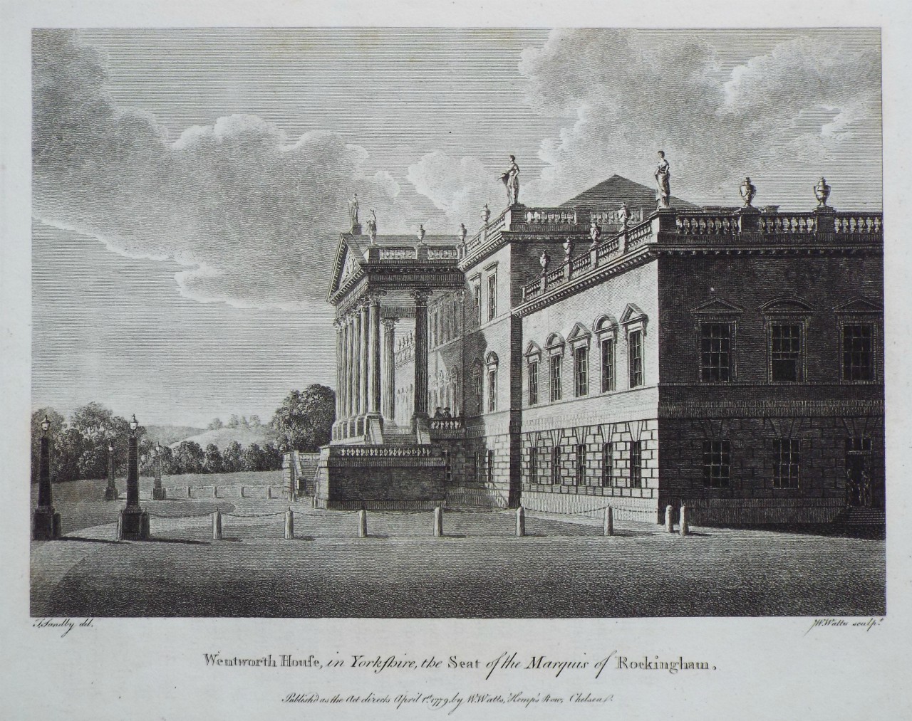 Print - Wentworth House, in Yorkshire, the Seat of the Marquis of Rockingham - Watts