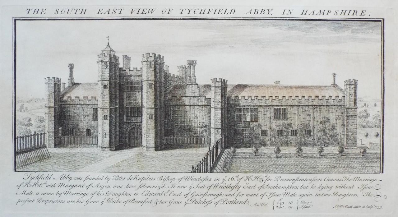 Print - The South East View of Tychfield Abbey, in Hampshire. - Buck