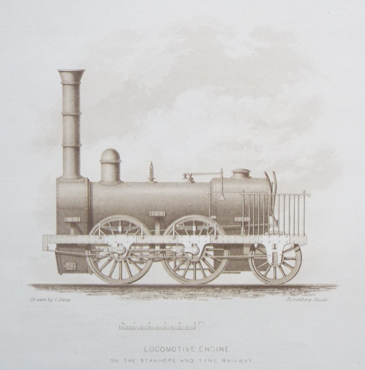 Aquatint - Locomotive Engine on the Stanhope and Tyne Railway - 