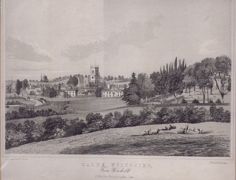 Lithograph - Calne from Wenhill - Greenwood