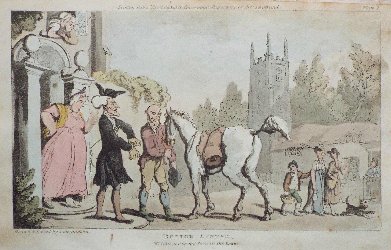Aquatint - Doctor Syntax Setting Out on his Tour to the Lakes  - Rowlandson