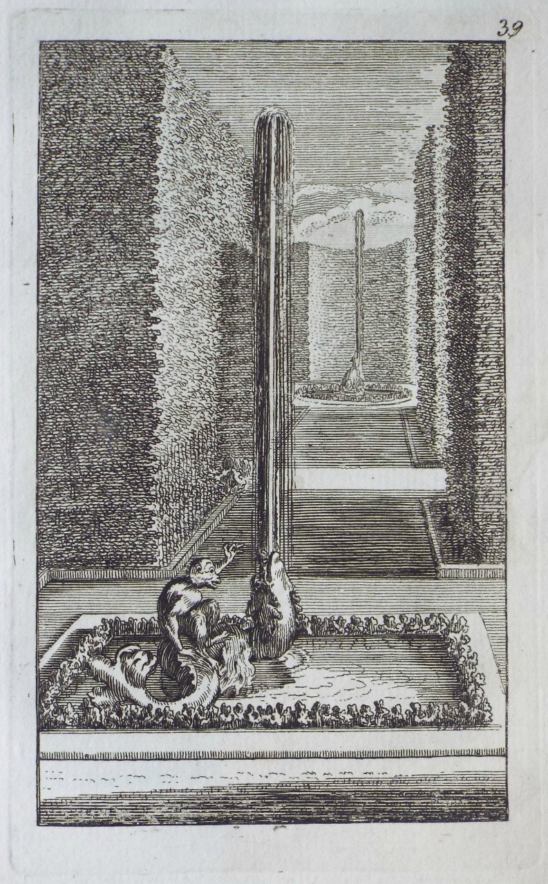 Print - The Ape and the Dolphin Fountain in the Labyrinth of Versailles - Bickham