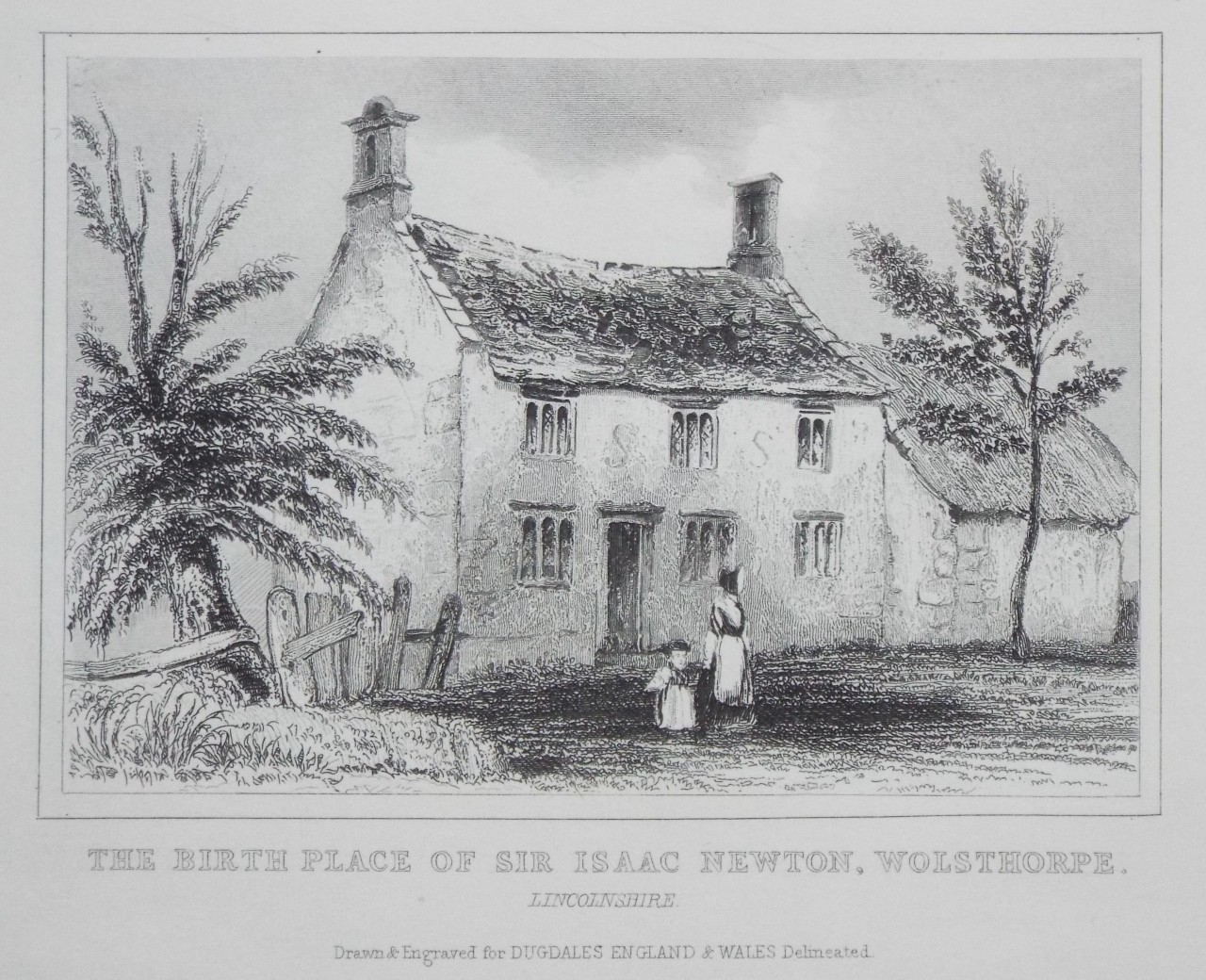 Print - The Birth Place of Sir Isaac Newton, Wolstthorpe. Lincolnshire.