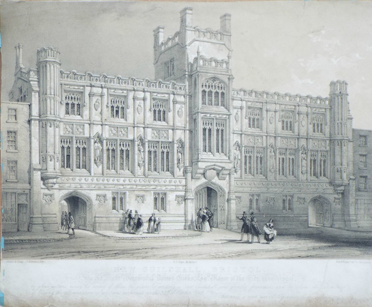 Lithograph - New Guildhall, Bristol. - Hawkins
