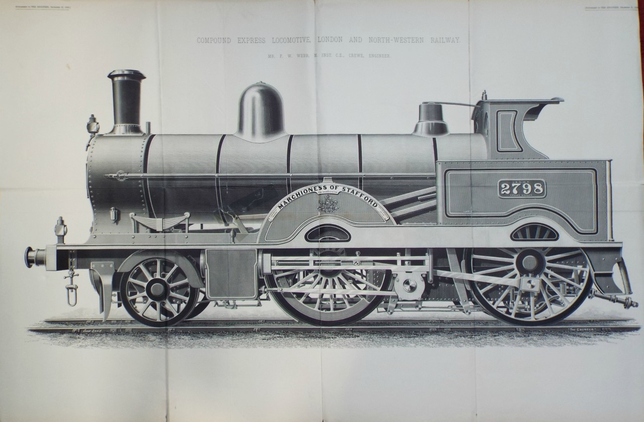 Print - Compound Express Locomotive, London and North-Western Railway.