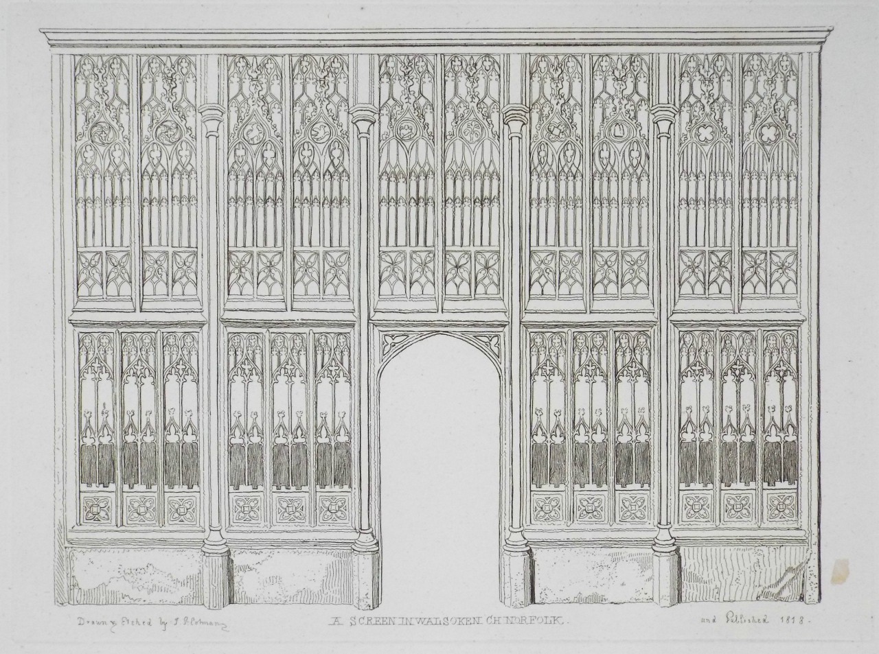 Etching - A Screen in Walsoken Ch Norfolk - Cotman