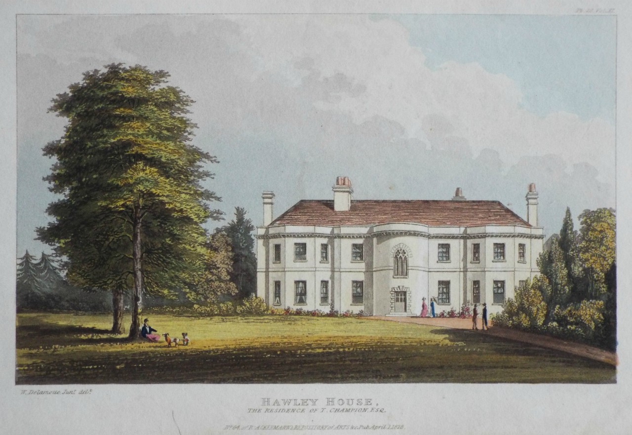 Aquatint - Hawley House, the Residence of T. Champion Esq.
