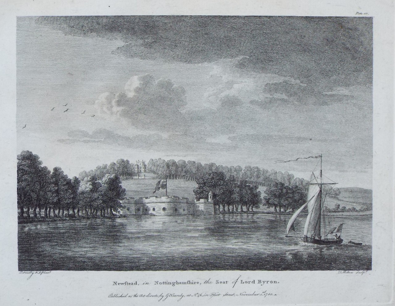 Print - Newstead in Nottinghamshire, the Seat of Lord Byron. - Milton