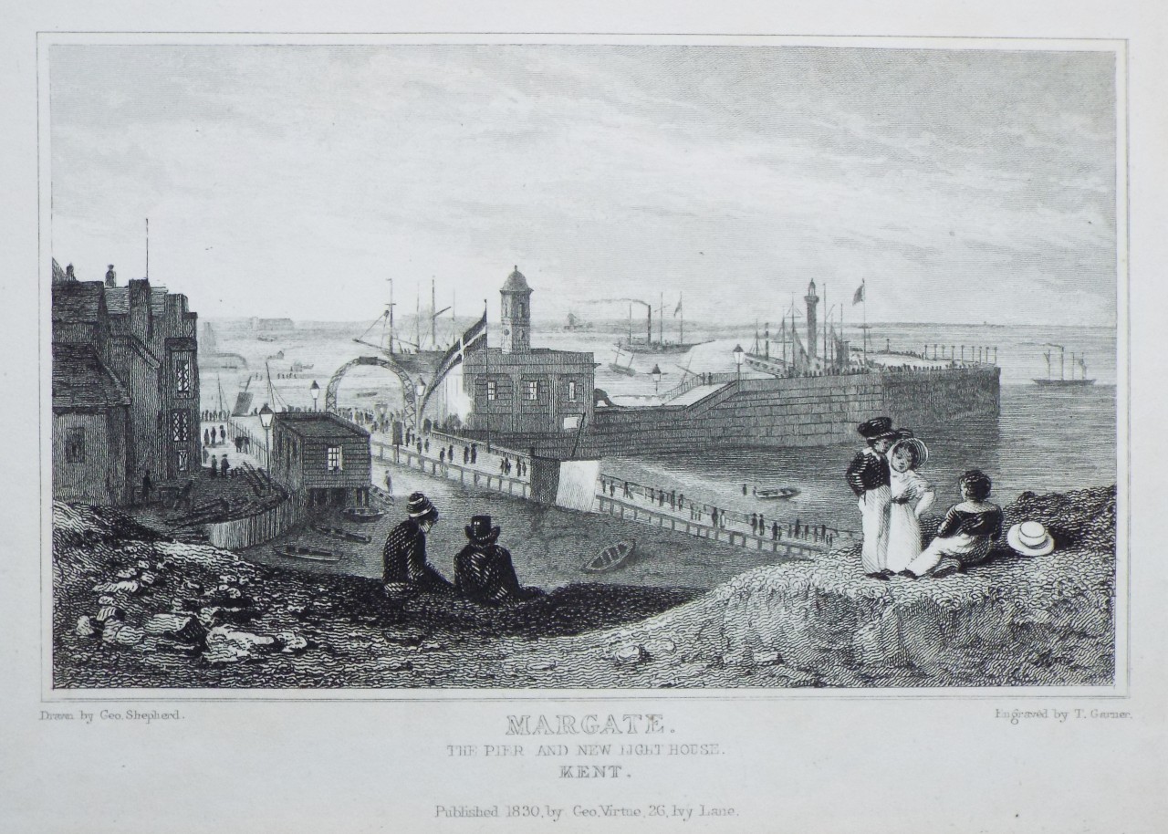 Print - Margate. The Pier and new Light House. Kent. - Garner