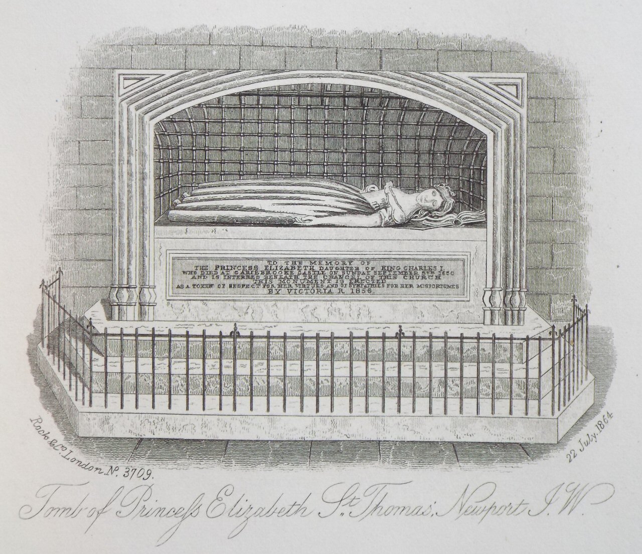 Steel Vignette - Tomb of Princess Elizabeth, St. Thomas', I. W. - Rock