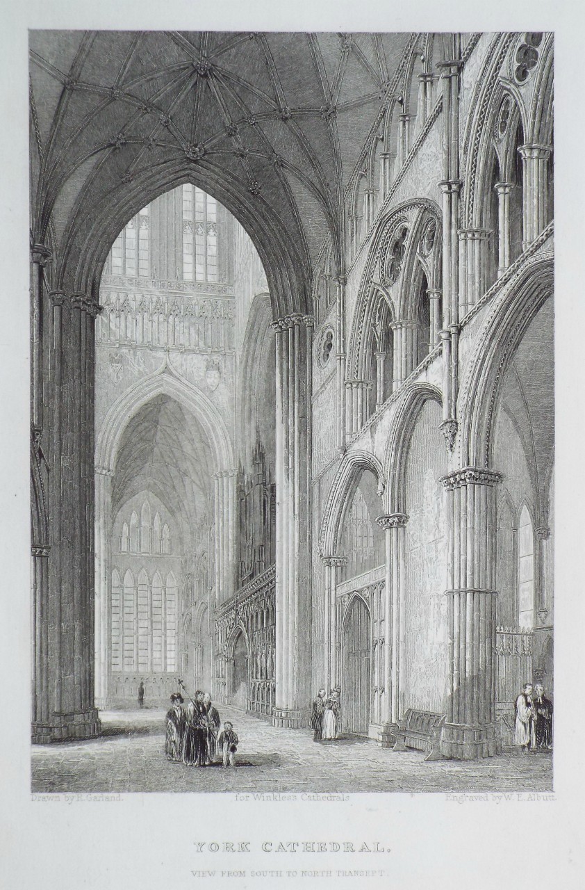 Print - York Cathedral. View from South to North Transept. - Albutt