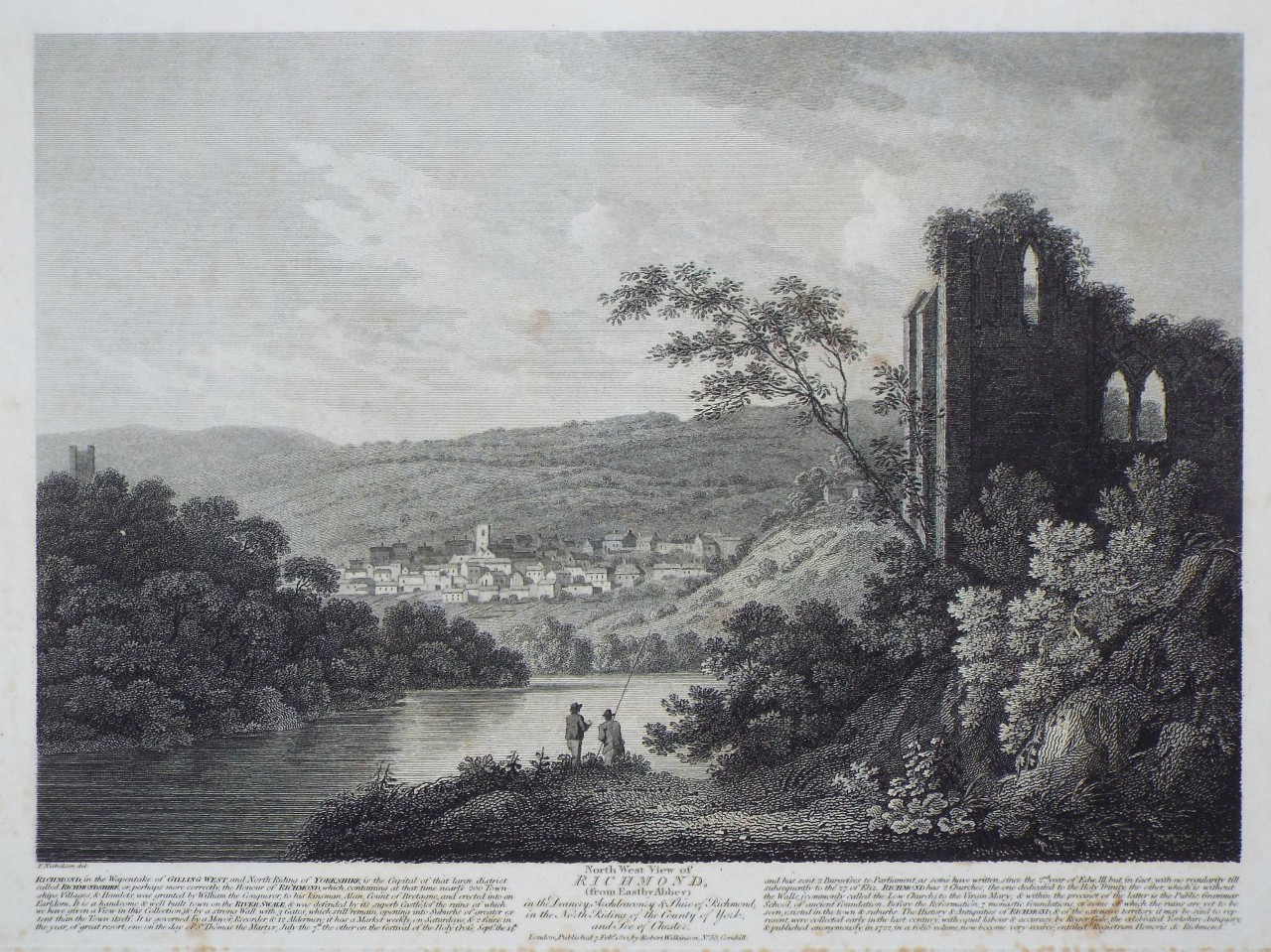 Print - North East View of Richmond, (from Easby Abbey)
