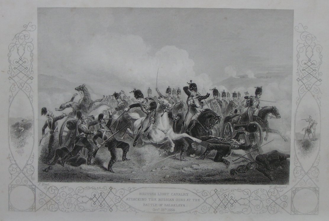 Print - British Light Cavalry Attacking the Russian Guns at the Battle of Balaklava Oct 25 1854 - Hulland