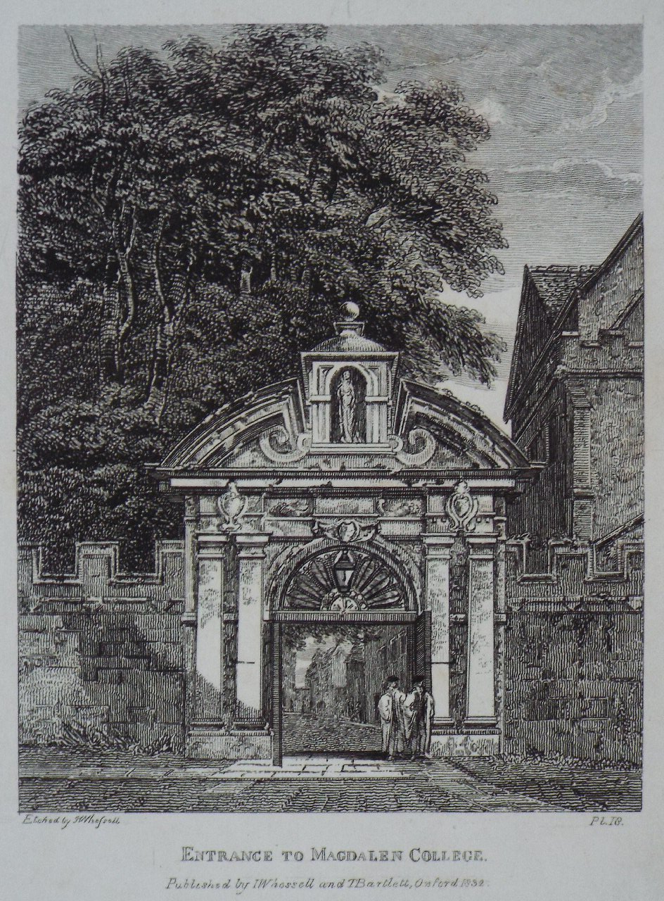 Print - Entrance to Magdalen College. - Whessell