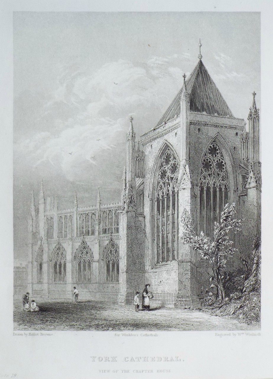 Print - York Cathedral. View of the Chapter House. - Woolnoth