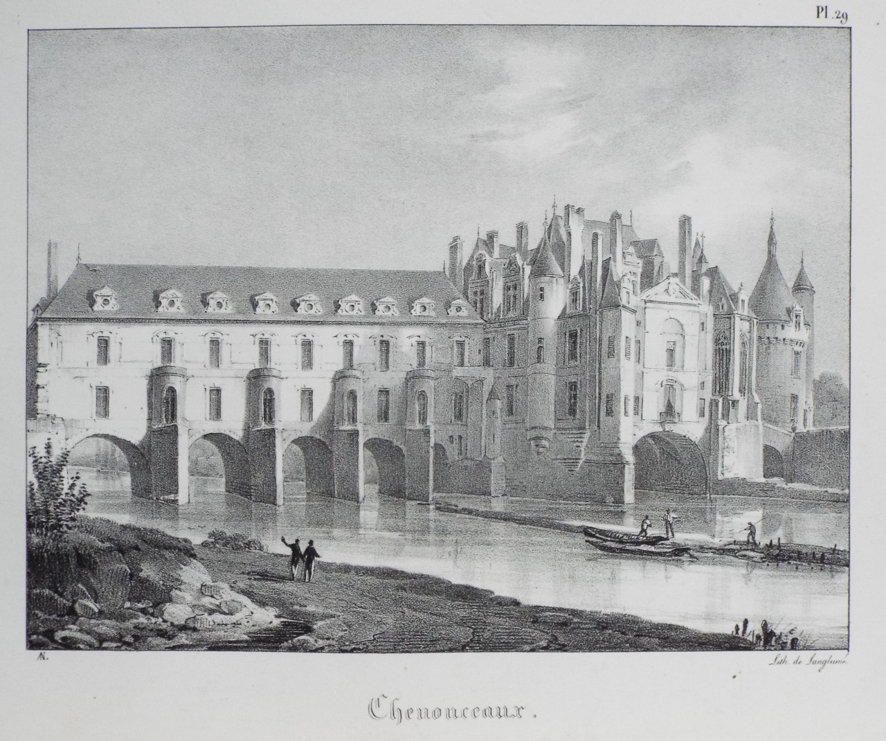 Lithograph - Chenonceaux.