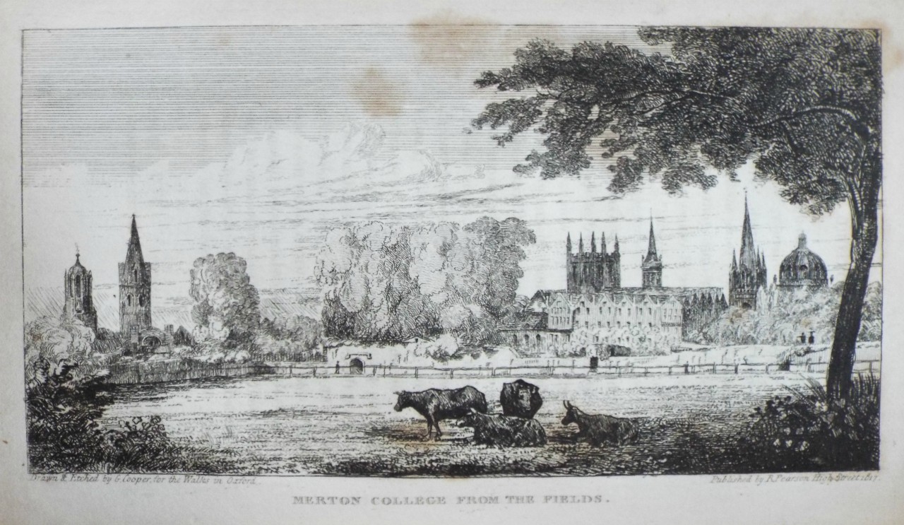Etching - Merton College from the Fields. - Gooper