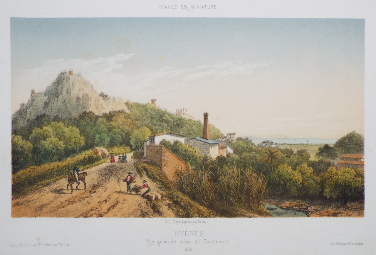 Lithograph - Hyeres. Vue generale prise du Gazometre. - 