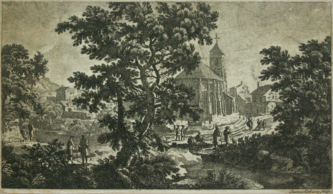 Etching - (Landscape with church) - Roberts