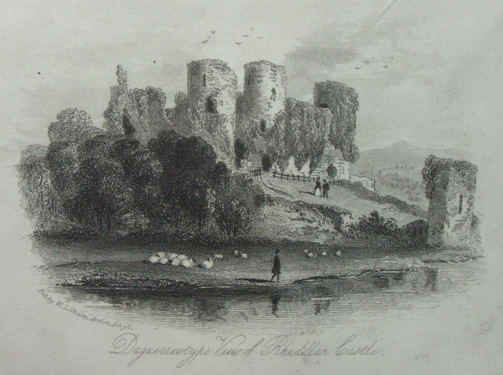 Steel Vignette - Daguerrotype View of Rhuddlan Castle.