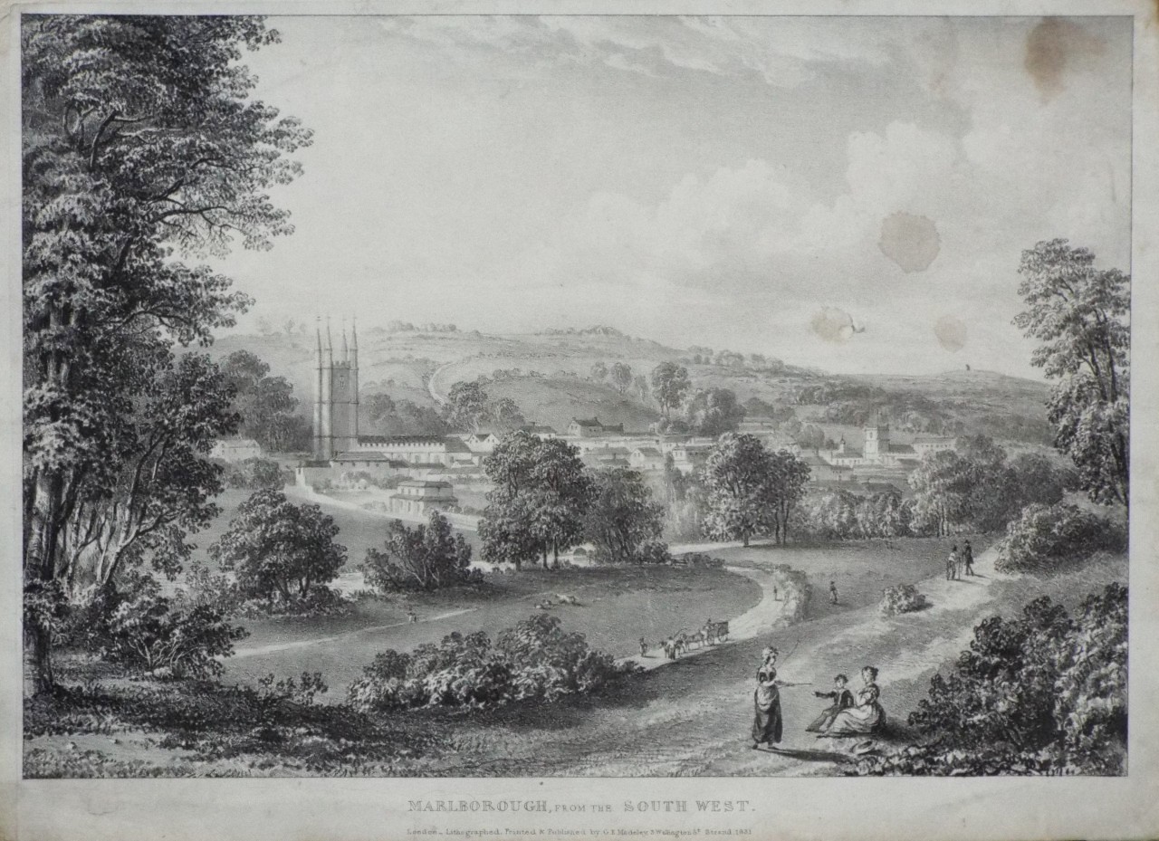 Lithograph - Marlborough, from the South West. - Madeley