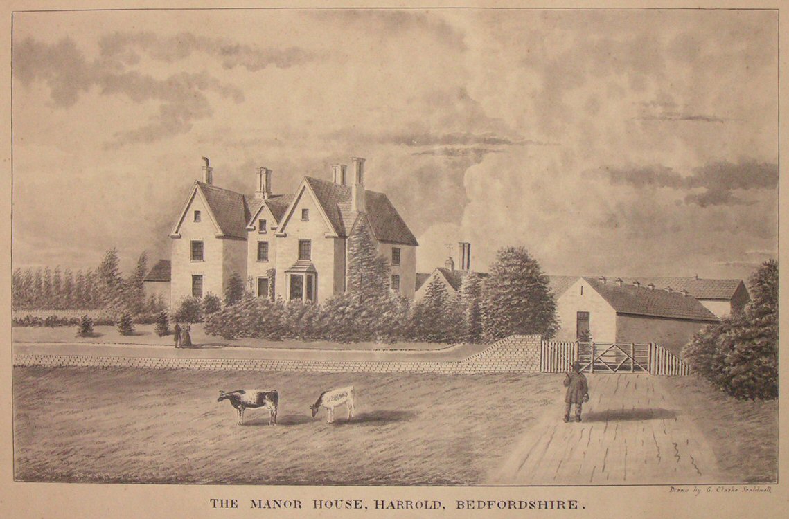 Aquatint - The Manor House Harrold, Bedfordshire.