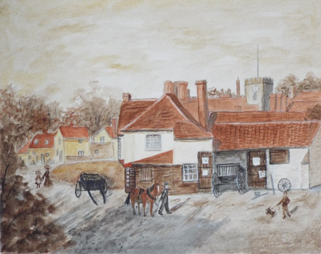 Watercolour - Witham Forge, 1900.