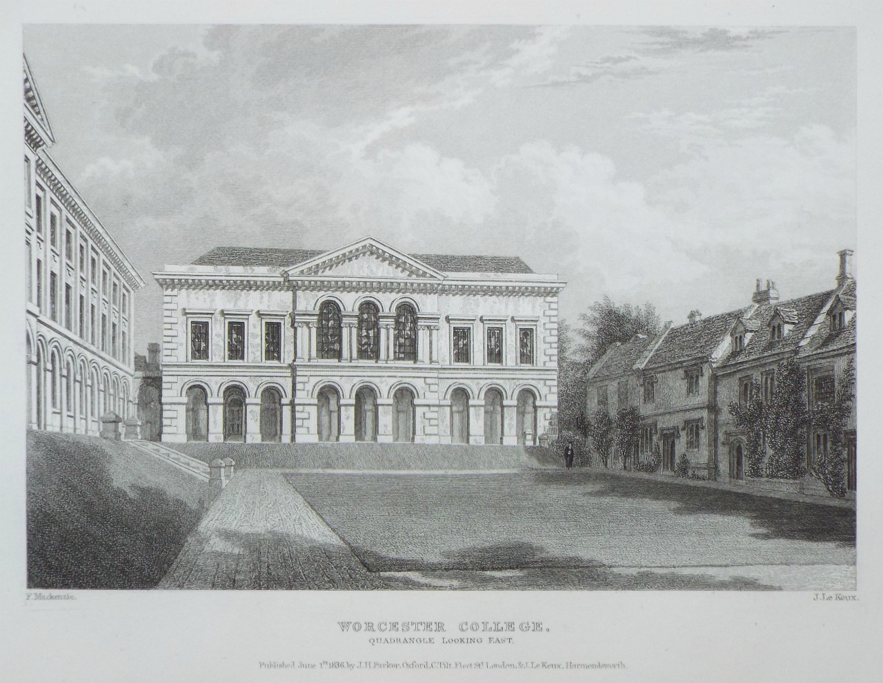 Print - Worcester College. Quadrangle Looking East. - Le