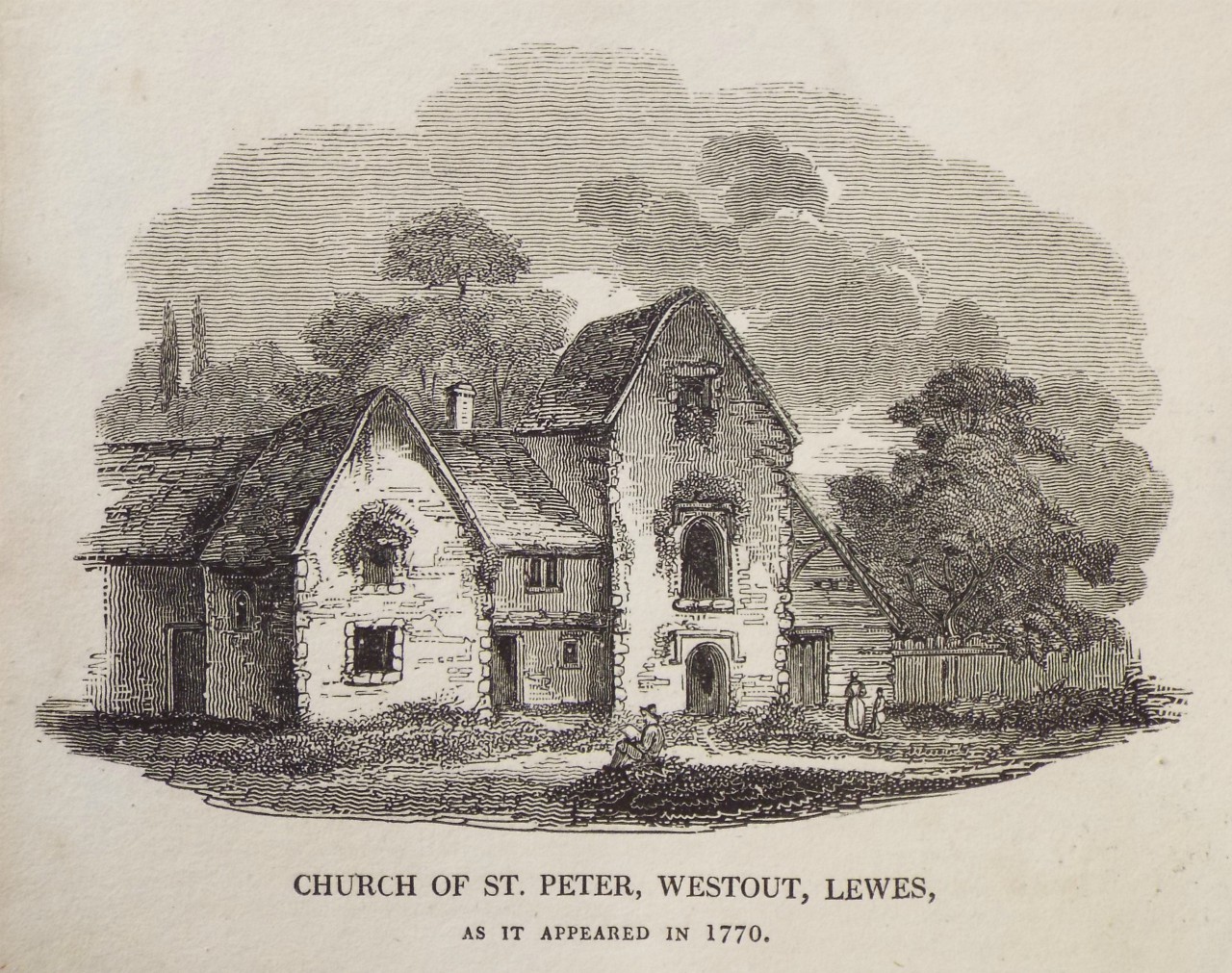 Wood - Church of St. Peter, Westout, Lewes, as it appeared in 1770.